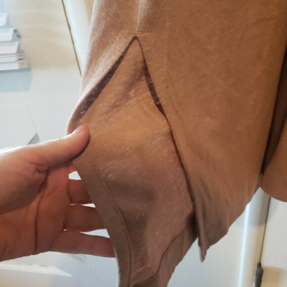 Pure Jill Duster Cardigan 3/4 Sleeve Button Pocket Hemp Organic Cotton Brown M - Picture 4 of 9